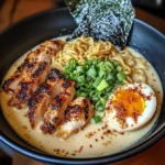 Fiery Chicken Ramen With Creamy Garlic Sauce