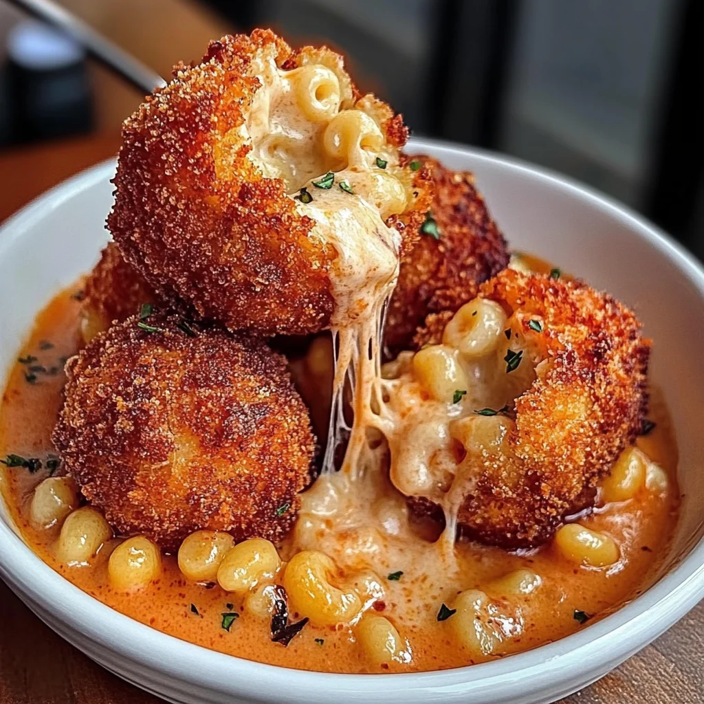 Fried Mac And Cheese Balls With Creamy Tomato Sauce