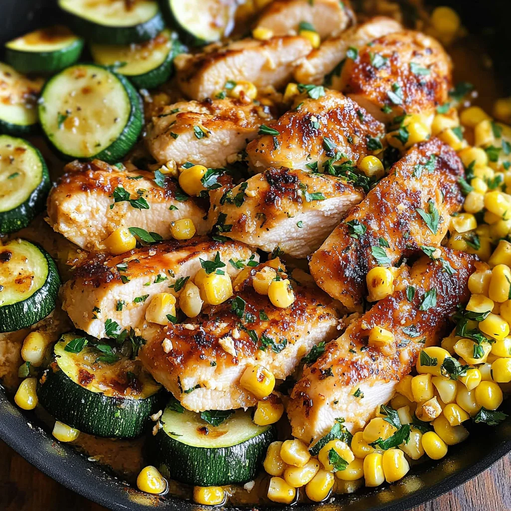 Garlic Butter Chicken with Zucchini and Corn - One-Pan, 30-Minute Meal
