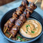 Grilled Beef Skewers With Creamy Peanut Sauce