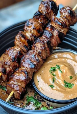 Grilled Beef Skewers With Creamy Peanut Sauce