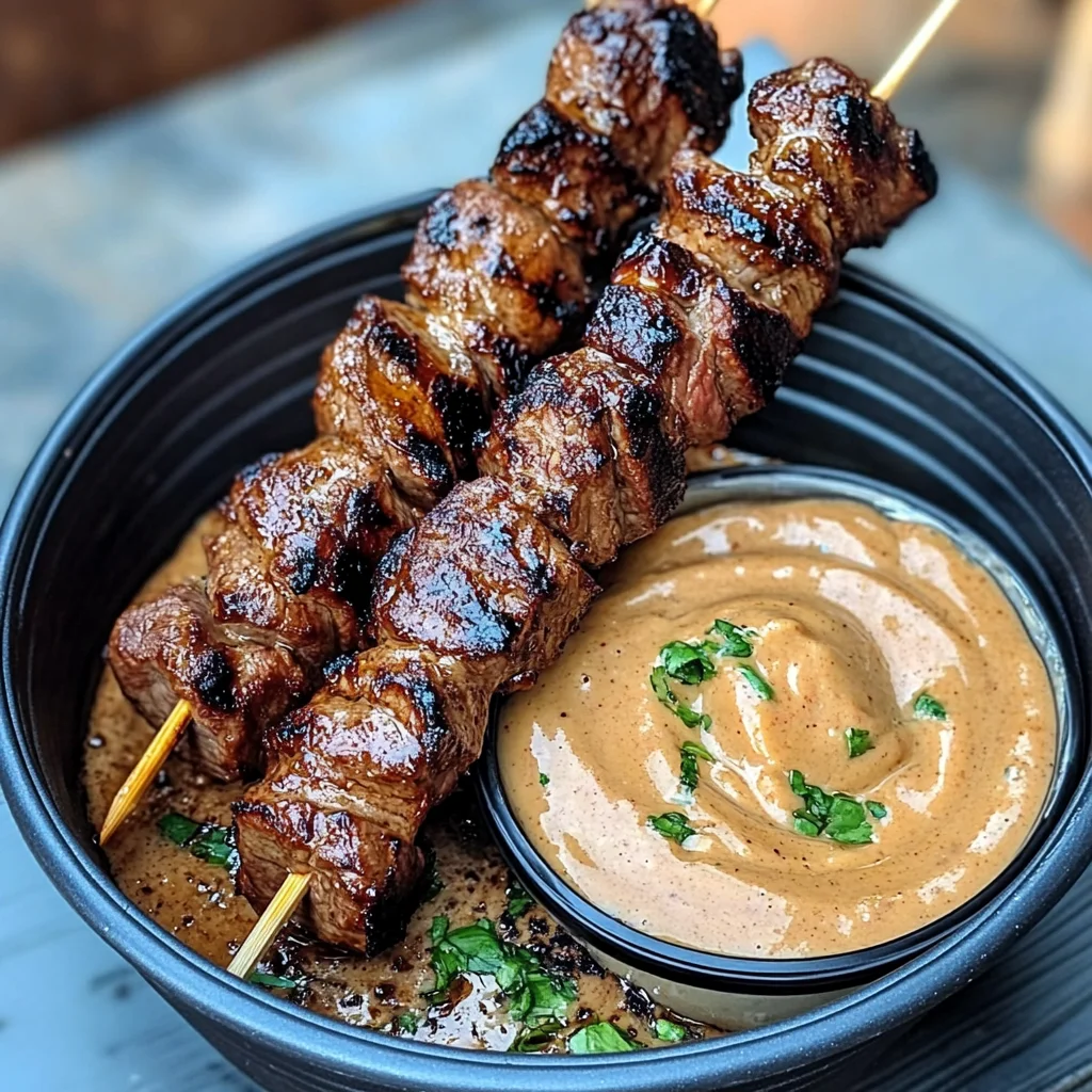 Grilled Beef Skewers With Creamy Peanut Sauce