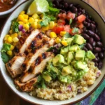 Grilled Chicken Burrito Bowls with Avocado Salsa