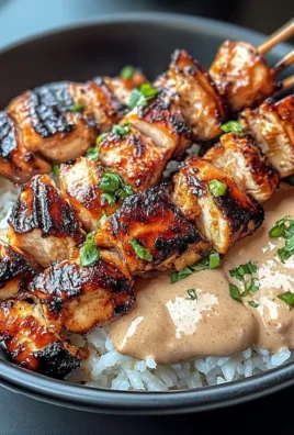 Grilled Chicken Skewers With Coconut Rice & Peanut Sauce