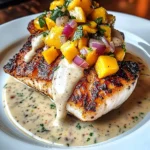 Grilled Fish With Mango Salsa & Creamy Sauce