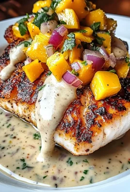 Grilled Fish With Mango Salsa & Creamy Sauce