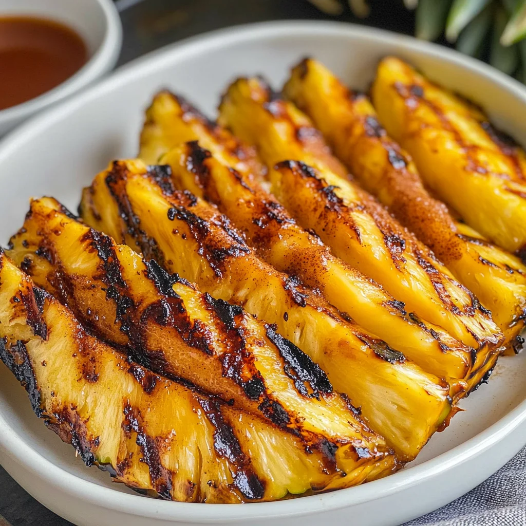 Grilled Pinapple with Cinnamon Honey Drizzle