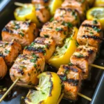 Grilled Salmon Skewers with Garlic and Dijon
