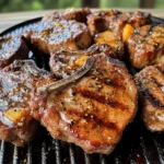 Juicy Grilled beef Chops with Spicy Peach Glaze