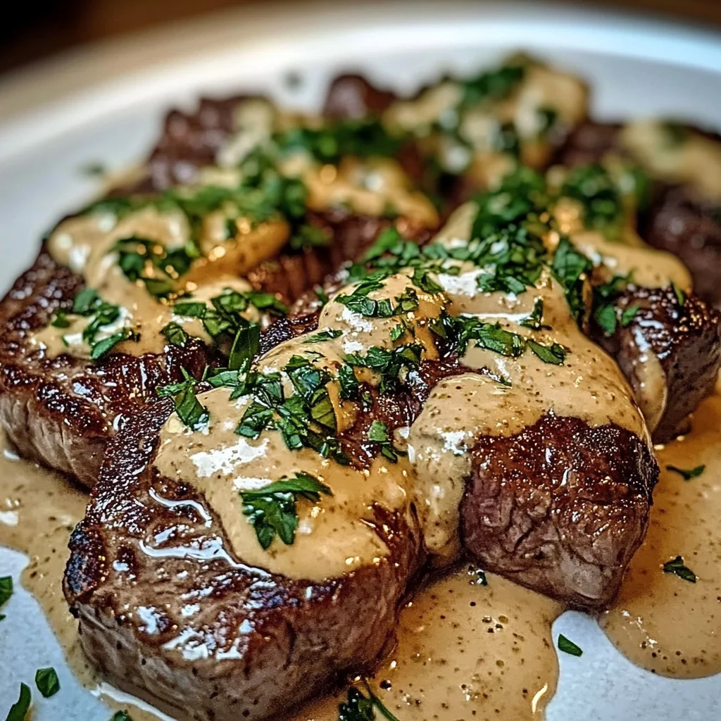 Juicy Steak With Creamy Garlic Sauce