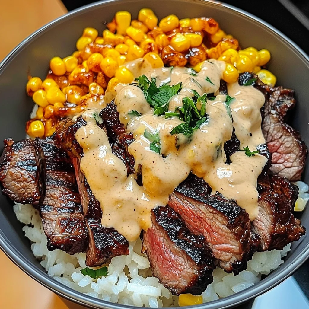 Korean Bbq Beef Bowl With Corn & Creamy Sauce