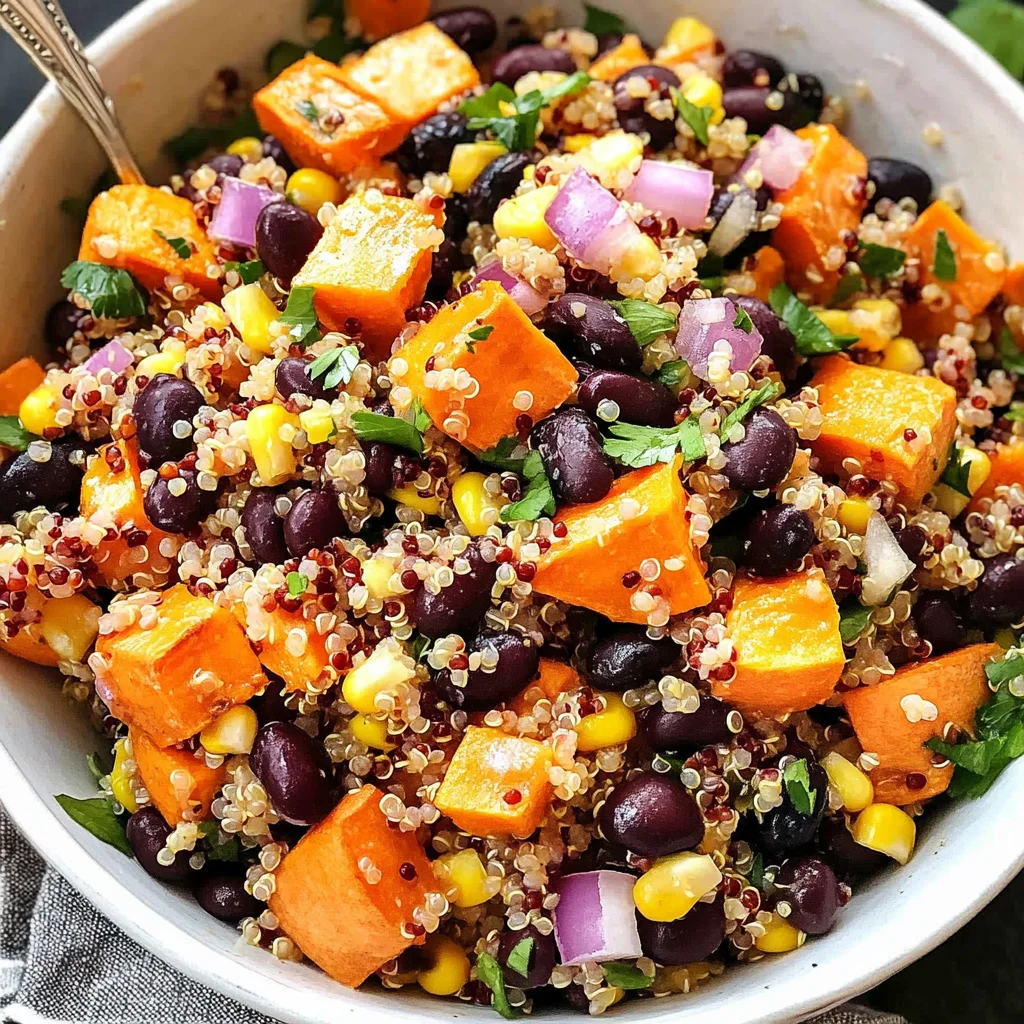 Roasted Sweet Potato Black Bean Quinoa Salad recipe