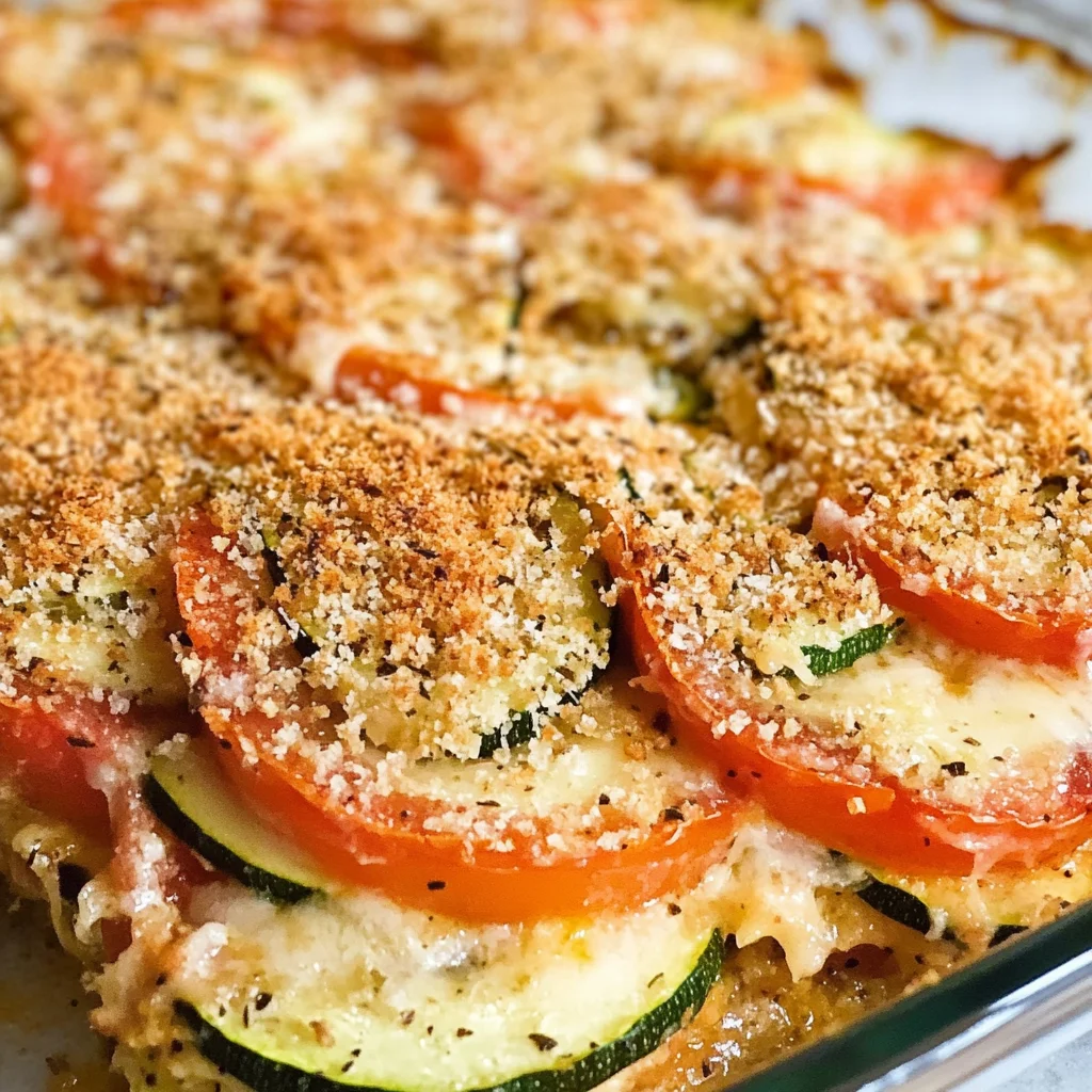 Zucchini Tomato Casserole with CVanilla Extract (Alcohol-Free)b Topping