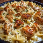 Mozzarella Garlic Butter Chicken Bowties in Cheesy Cream