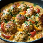 Creamy Bell Pepper Chicken Meatballs