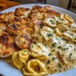 Creamy Chicken Tortellini with Mozzarella Garlic Sauce