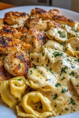 Creamy Chicken Tortellini with Mozzarella Garlic Sauce