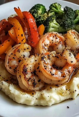 Garlic Butter Shrimp with Sautéed Veggies & Creamy Mashed Potatoes