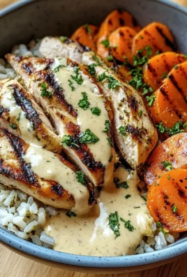 Grilled Chicken Bowl with Herbed Rice, Glazed Carrots & Creamy Sauce