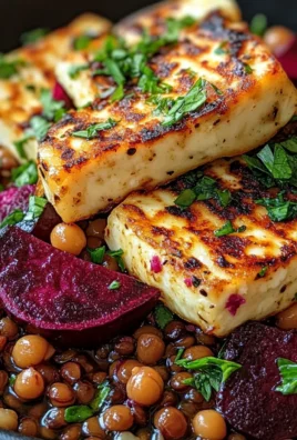 Halloumi with Lemony Lentils, Chickpeas and Beets