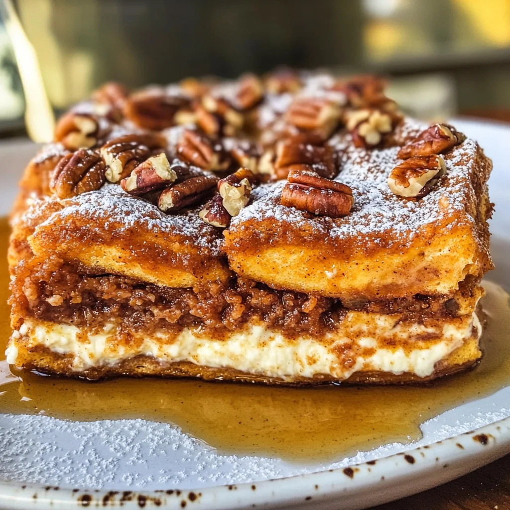 Pumpkin French Toast Bake with Cream Cheese Filling