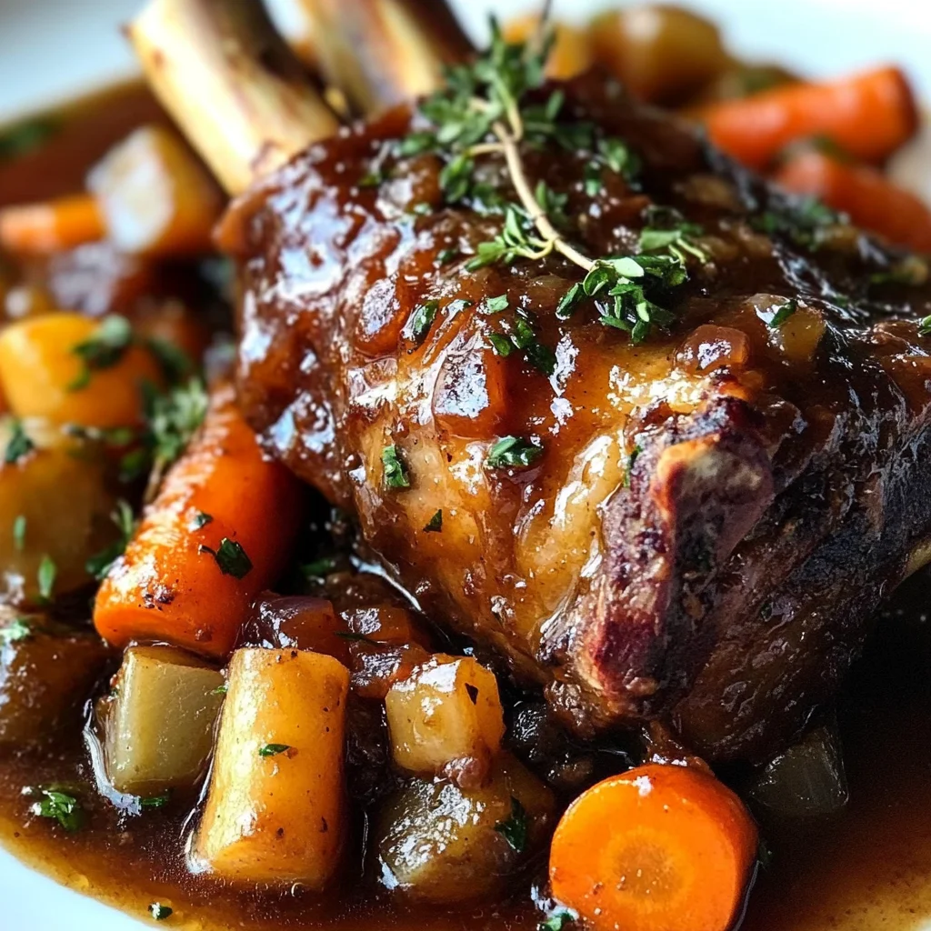Red Wine Braised Lamb Shank with Root Vegetables