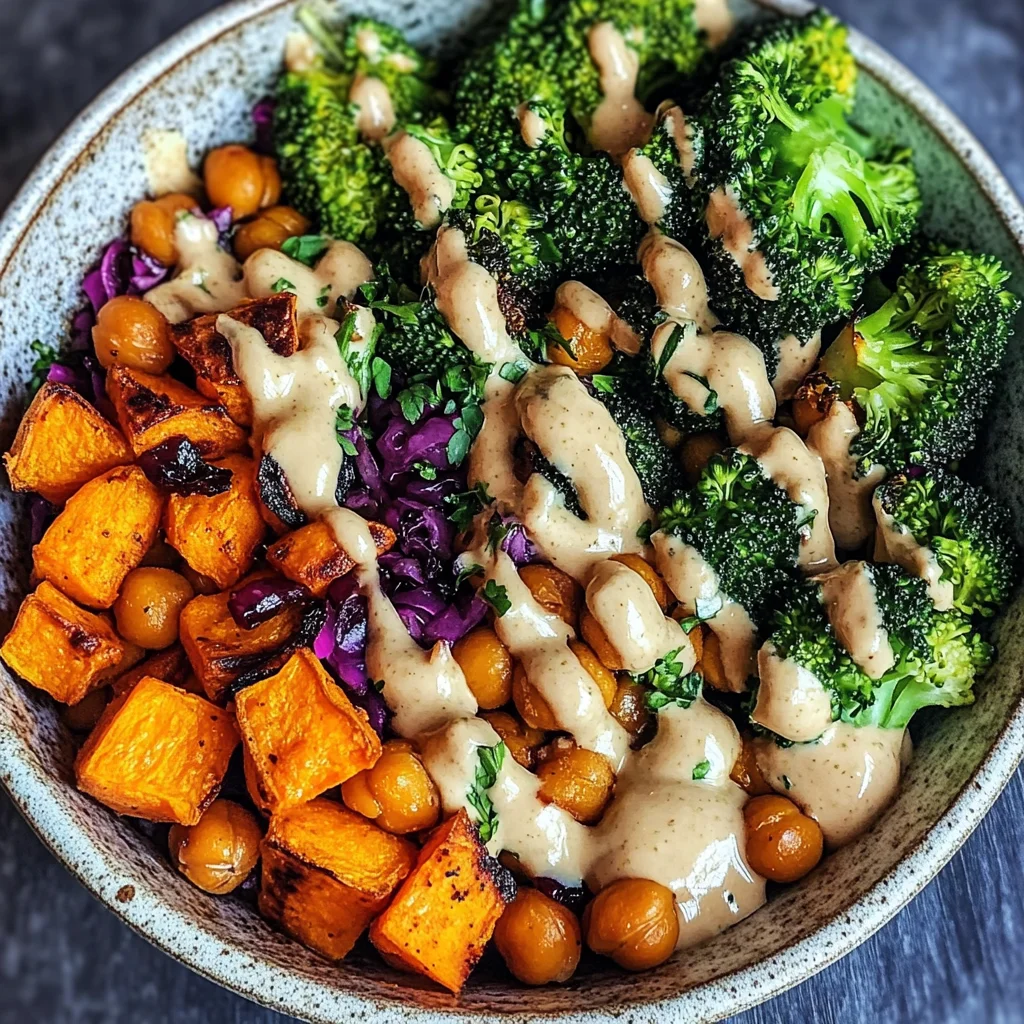 Roasted Veggie & Chickpea Bowls with Maple Dijon Tahini Dressing