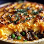 Savory Ground Lamb Shepherds Pie with Creamy Sweet Potato Mash