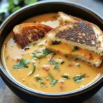 Spicy Jalapeño Popper Soup with Grilled Cheese Dippers
