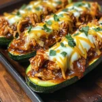 Sticky BBQ Chicken Zucchini Boats