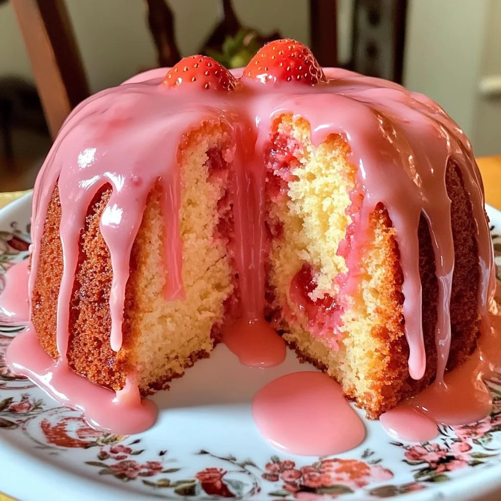 Strawberry Buttermilk Pound Cake with Pink Glaze