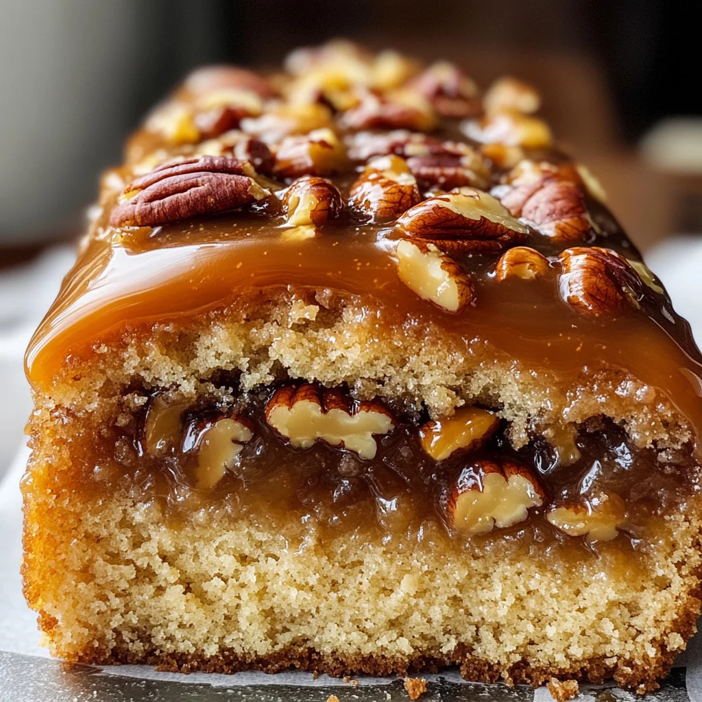 Upside-Down Caramel Pecan Cake