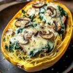 Creamy Spinach and Mushroom Stuffed Spaghetti Squash