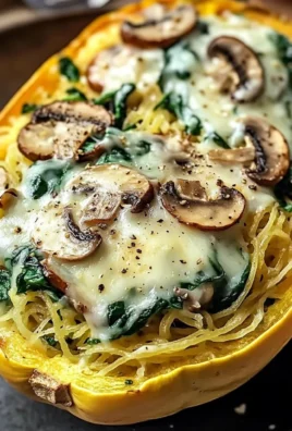 Creamy Spinach and Mushroom Stuffed Spaghetti Squash