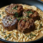Creamy beef Tenderloin Medallions with Orzo