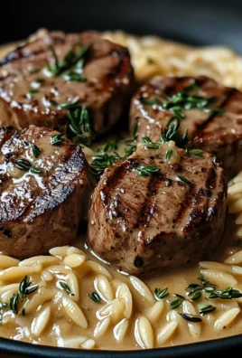 Creamy beef Tenderloin Medallions with Orzo