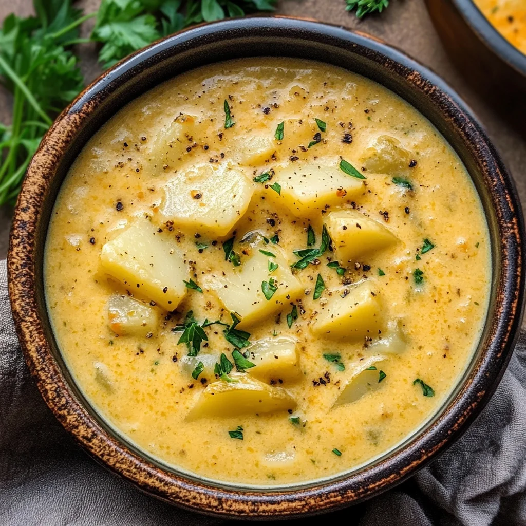 Hearty Cheddar Garlic Herb Potato Soup