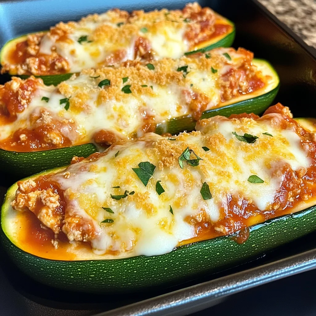 Keto Chicken Parmesan Zucchini Boats