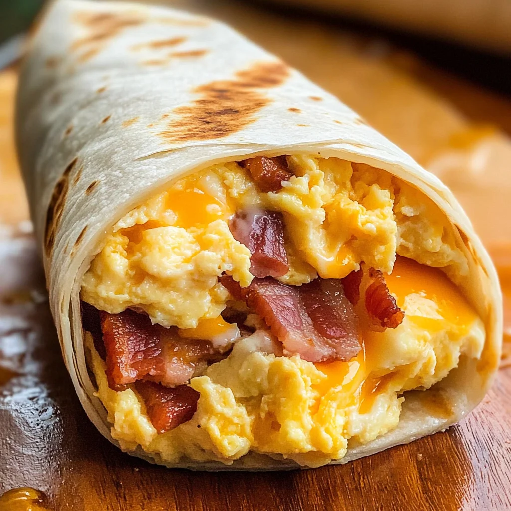 Turkey Bacon Egg and Cheese Breakfast Burritos